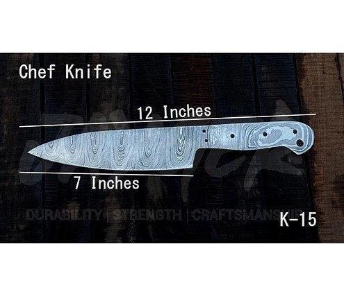 Damascus Steel Chef Knife Blank Blade – K15 - Jayger