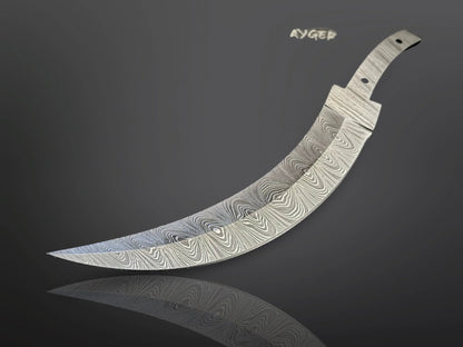 Damascus Steel Curved Edge Dagger Knife Blade – B13 - Jayger