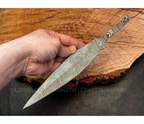 Hand Forged Damascus Steel Throwing Knife Blank – B15 - Jayger