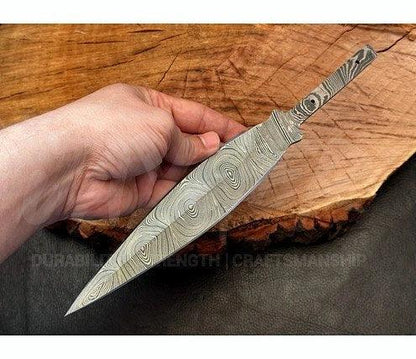 Hand Forged Damascus Steel Throwing Knife Blank – B15 - Jayger