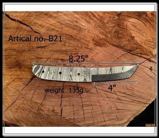 Handmade Damascus Steel Tanto Knife Blank Blade – B21 - Jayger