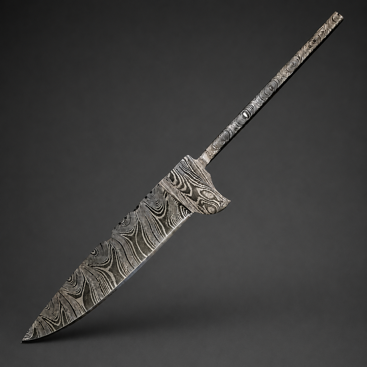 Bavarian Integral Damascus Blade Blank – One-Piece Hand-Forged