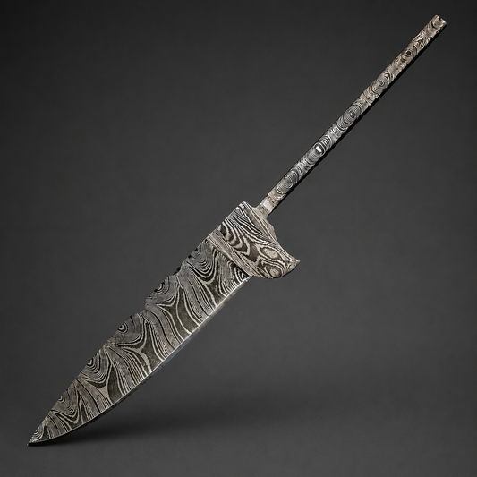 Bavarian Integral Damascus Blade Blank – One-Piece Hand-Forged
