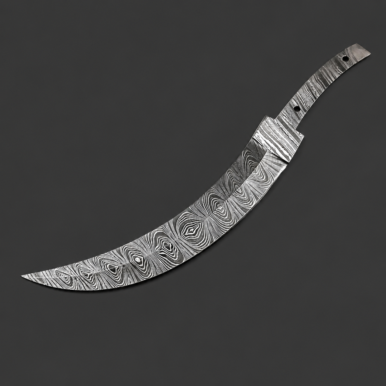 Damascus Steel Curved Edge Knife Blade Blank – B13
