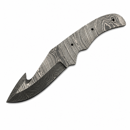 Handmade Damascus Steel Knife blade-Gut hook Blank Blade-Heat Treated