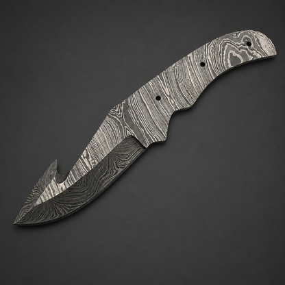 Handmade Damascus Steel Knife blade-Gut hook Blank Blade-Heat Treated