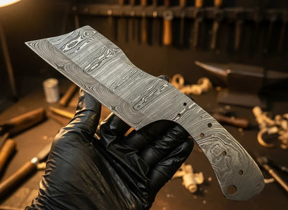 Hand Forged Damascus Steel Bushcraft Knife Blank Blade – HB7 - Jayger