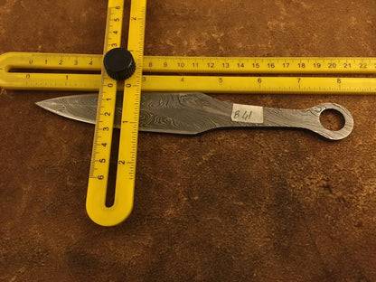 Damascus Steel Throwing Kunai Knife Blank Blade – B41 - Jayger
