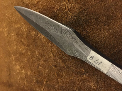 Damascus Steel Throwing Kunai Knife Blank Blade – B41 - Jayger