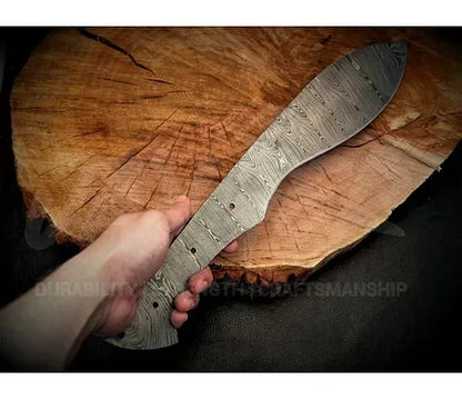 Damascus Steel Kukri Knife Blank Blade -Made to Order - Jayger