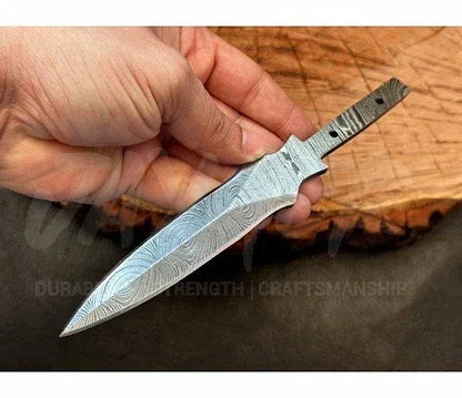 Damascus Steel Double Edge Hunting Blank Blade – B1 - Jayger