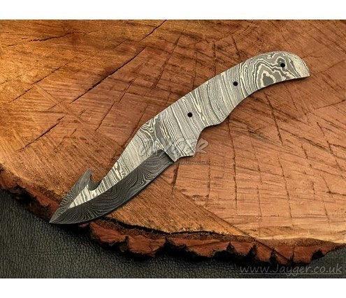 Handmade Damascus Steel Knife blade-Gut hook Blank Blade-Heat Treated - Jayger