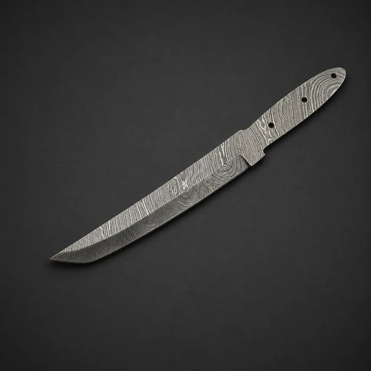 Handmade Damascus Steel Tanto Knife Blade Blank – B19
