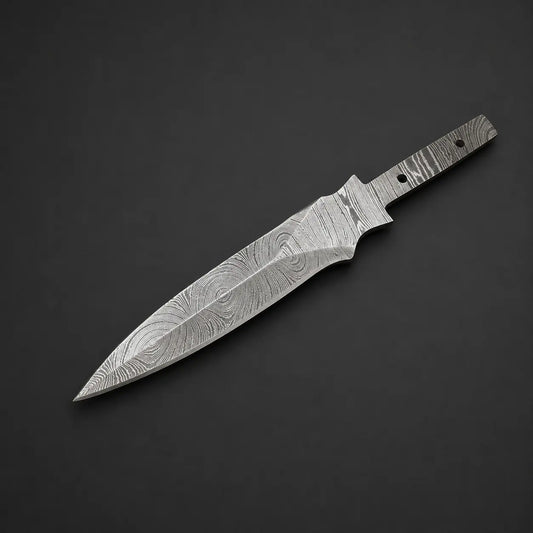 Damascus Steel Double Edge Hunting Blank Blade – B1