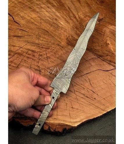Handmade Damascus Steel Knife-Wavey Blank Blade-Heat Treated- - Jayger