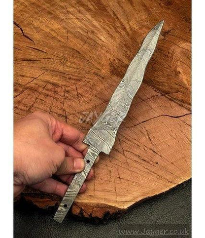 Handmade Damascus Steel Knife-Wavey Blank Blade-Heat Treated- - Jayger