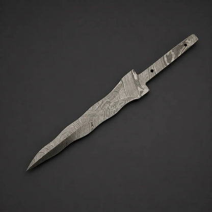 Handmade Damascus Steel Knife-Wavey Blank Blade-Heat Treated-