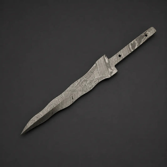 Handmade Damascus Steel Knife-Wavey Blank Blade-Heat Treated-