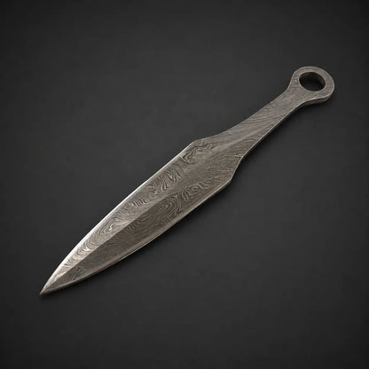 Damascus Steel Throwing Kunai Knife Blank Blade