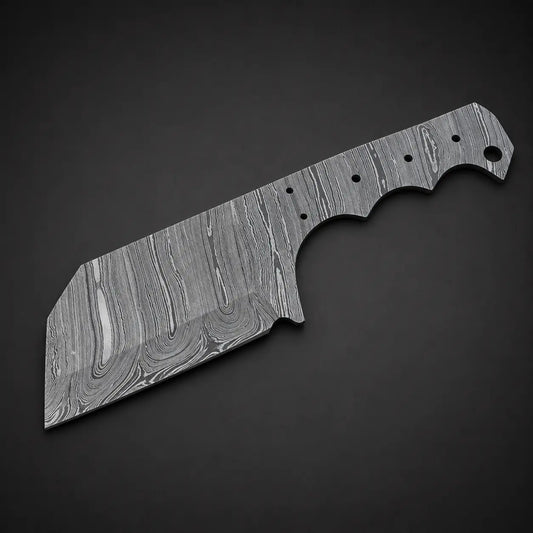 Hand Forged Damascus Steel Cleaver Knife Blank Blade – HB8