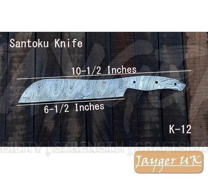 Handmade Damascus Steel Kitchen Santoku Knife Blank – K12 - Jayger