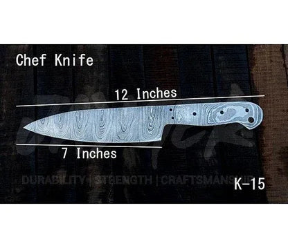 Damascus Steel Chef Knife Blank Blade – K15 - Jayger