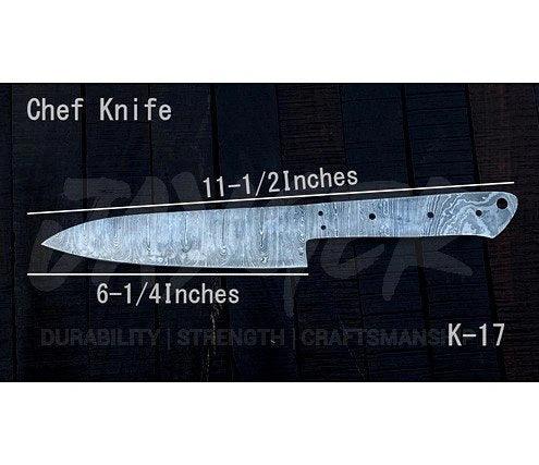 Hand Forged Damascus Steel Chef Knife Blank – K17 - Jayger