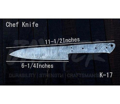 Hand Forged Damascus Steel Chef Knife Blank – K17 - Jayger