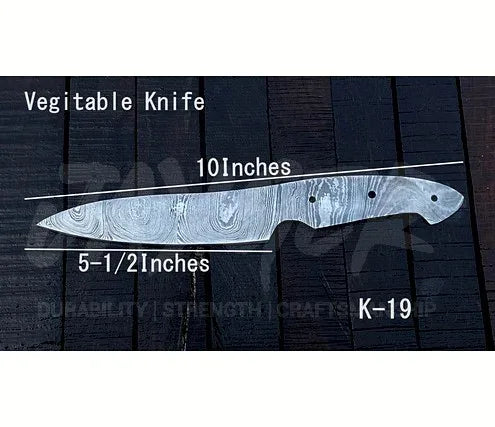 Damascus Steel Vegetable Cutting Knife Blank – K19 - Jayger
