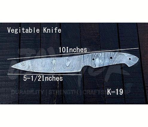 Damascus Steel Vegetable Cutting Knife Blank – K19 - Jayger