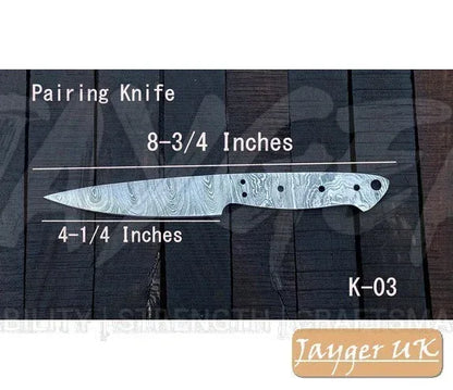 Handmade Damascus Kitchen Paring Knife Blank – K3 - Jayger