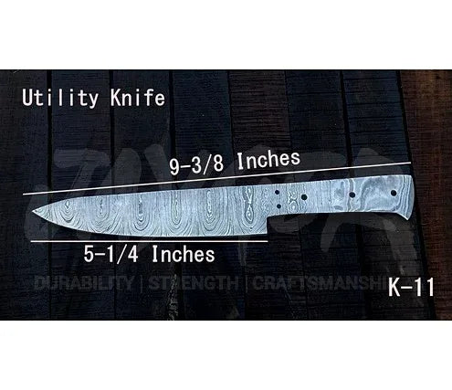Handmade Damascus Steel Utility Knife Blank Blade – K11 - Jayger
