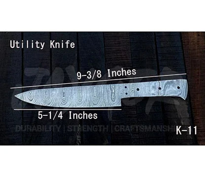 Handmade Damascus Steel Utility Knife Blank Blade – K11 - Jayger