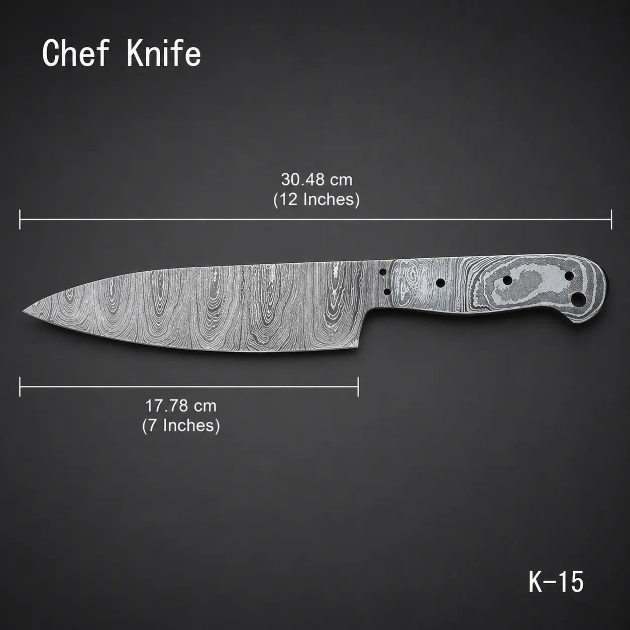 Damascus Steel Chef Knife Blank Blade – K15