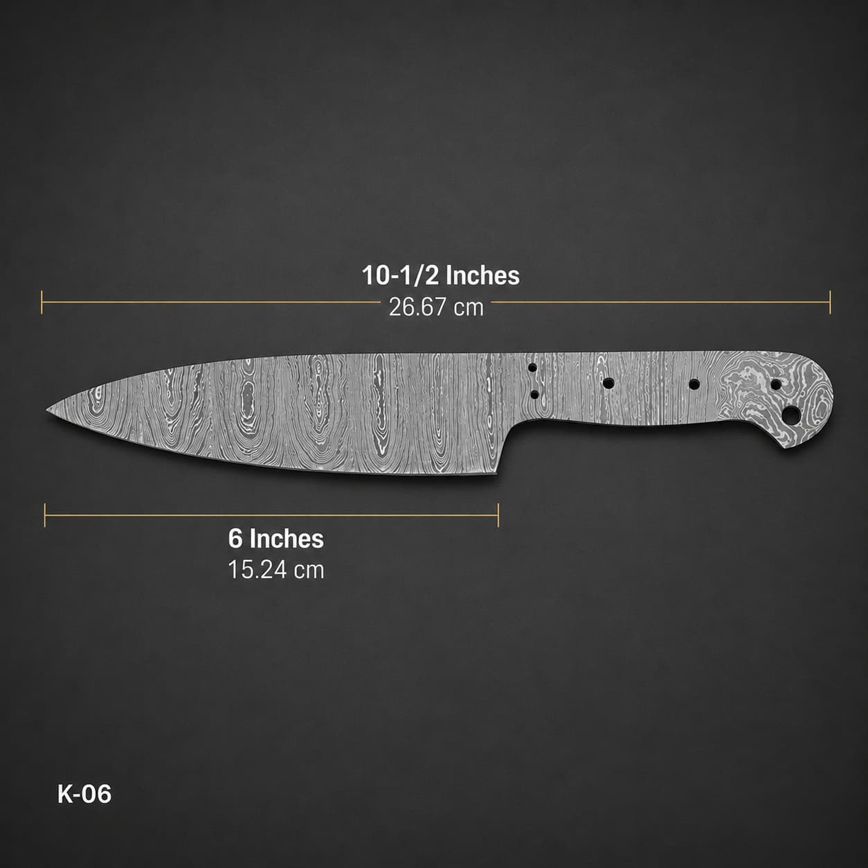 Handmade Damascus Steel Chef Knife Blank Blade – K6