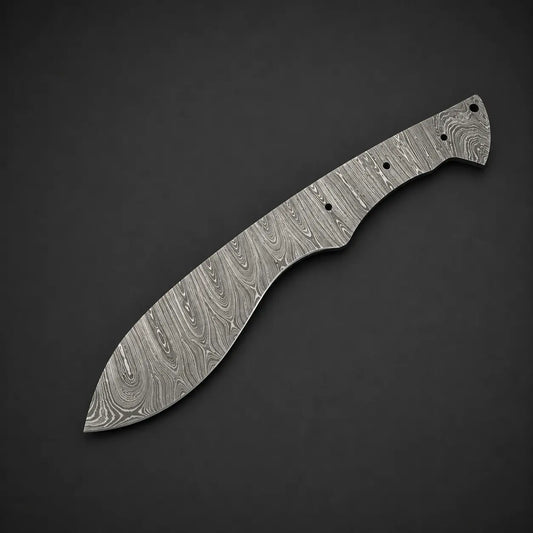 Damascus Steel Kukri Knife Blank Blade -Made to Order